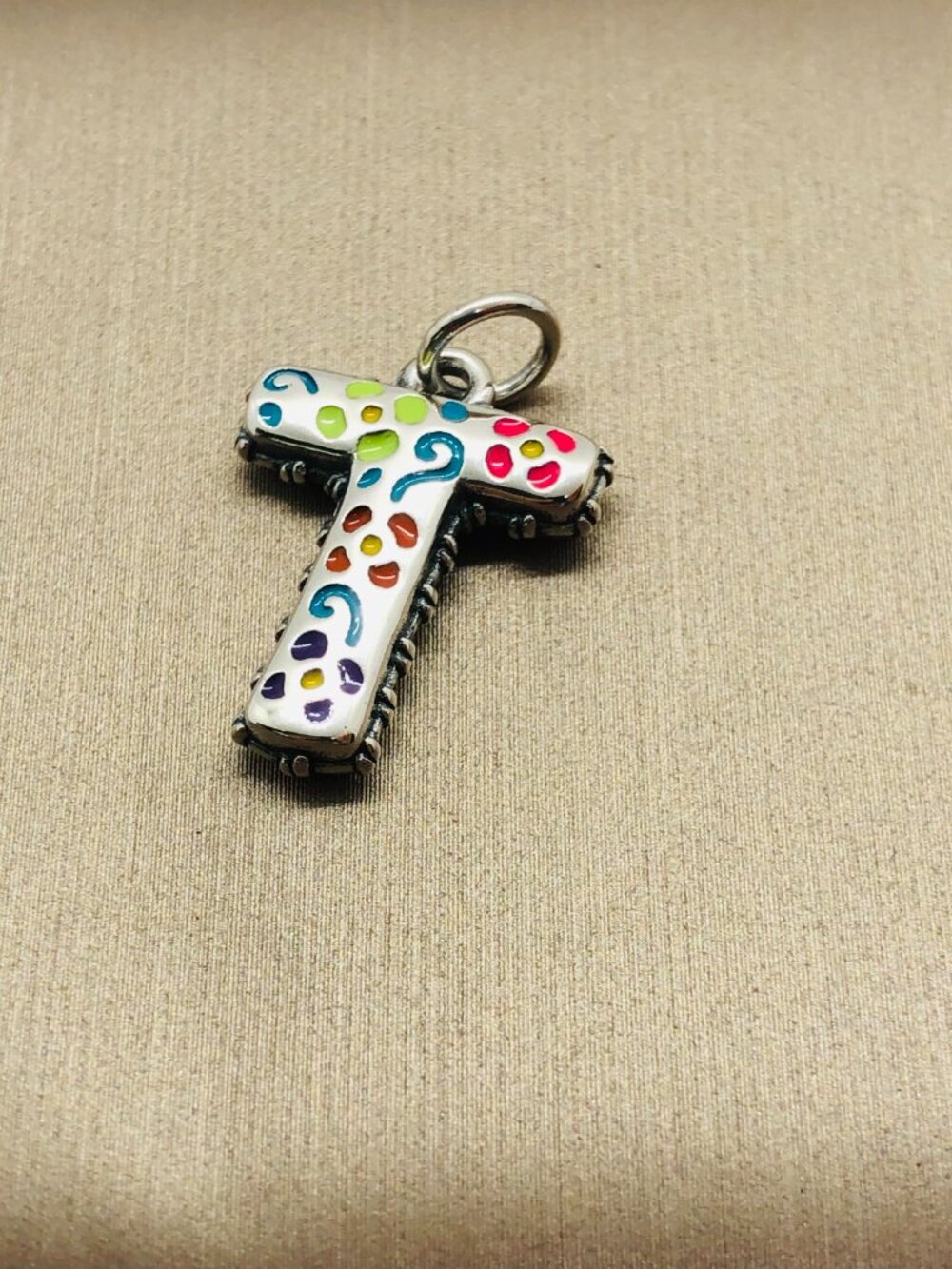 James Avery Enamel Consuela Floral Initial Charm Letter T Dangle Charm